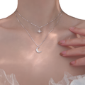 Doble Collar Colgante Luna y Estrella para Mujer