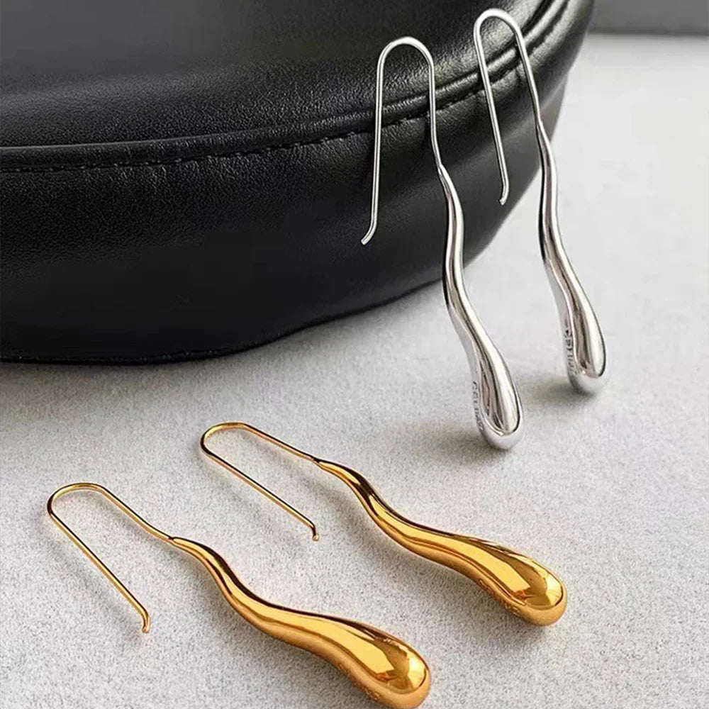 Elegantes Pendientes Colgantes de Gota Fina de Agua plata