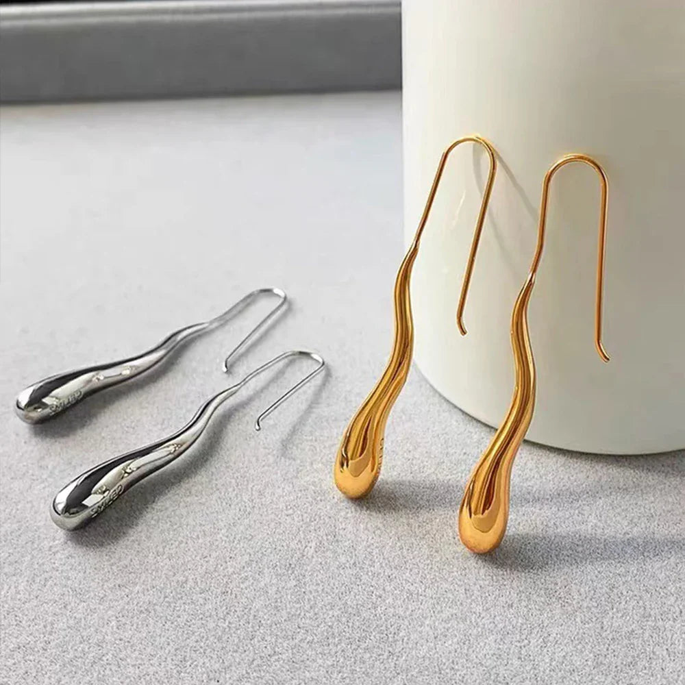 Elegantes Pendientes Colgantes de Gota Fina de Agua plata