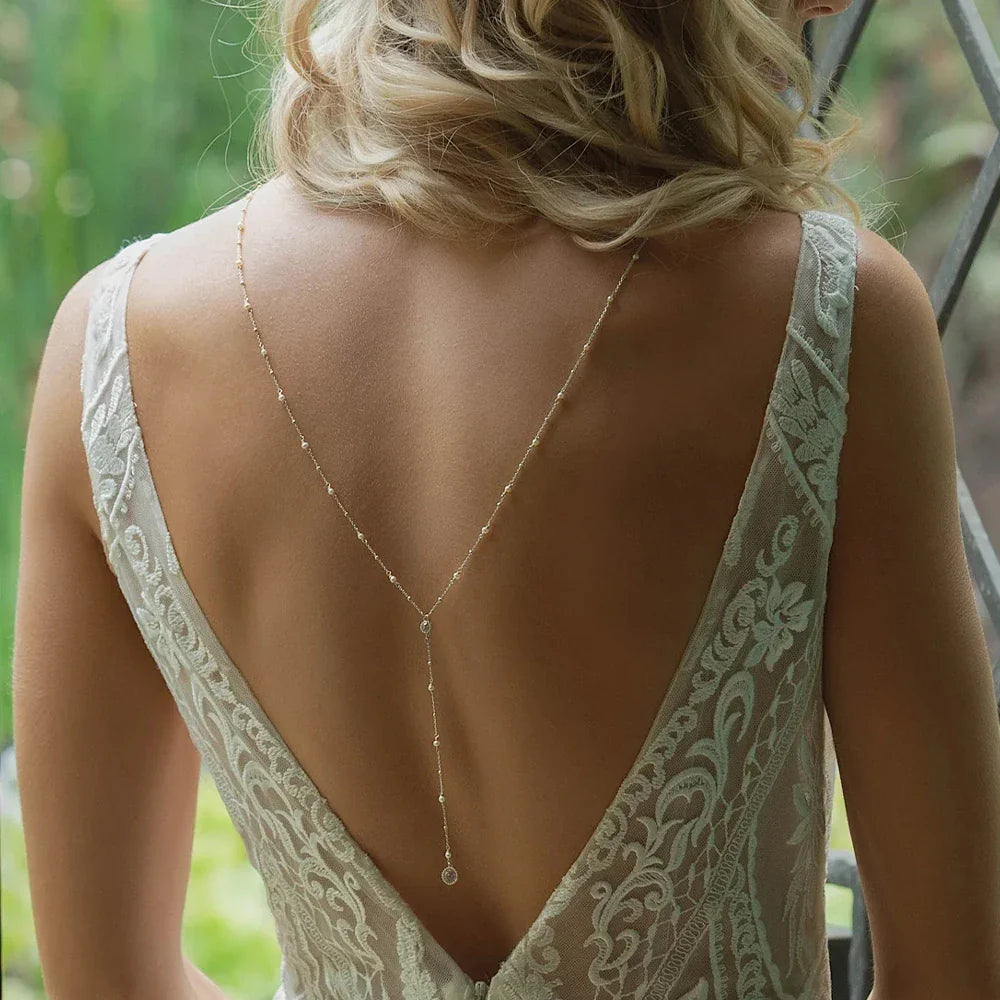 Conjunto Cadena de Dos Collar Adorno Dorsal Mujer plata