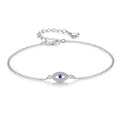 Pulsera Gourmette de Plata contra el Mal de Ojo Azul Griego Turco Matiasma Mataki