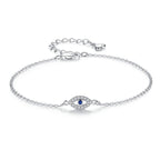 Pulsera Gourmette de Plata contra el Mal de Ojo Azul Griego Turco Matiasma Mataki