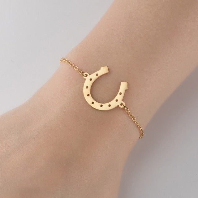 Pulsera Herradura Amuleto de la Suerte Oro