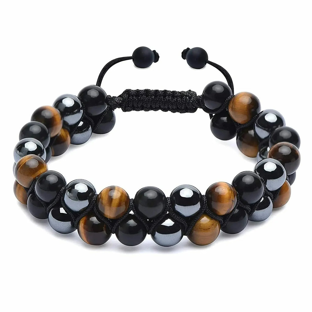 Pulsera Gourmet Ojo de Tigre con Cordones y Piedras