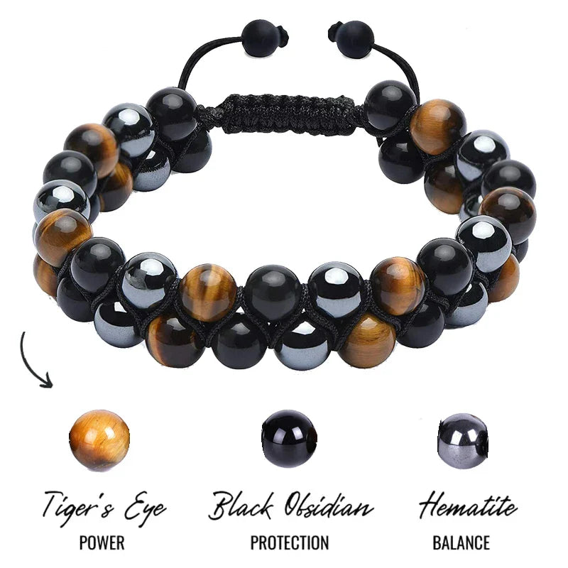 Pulsera Gourmet Ojo de Tigre con Cordones y Piedras