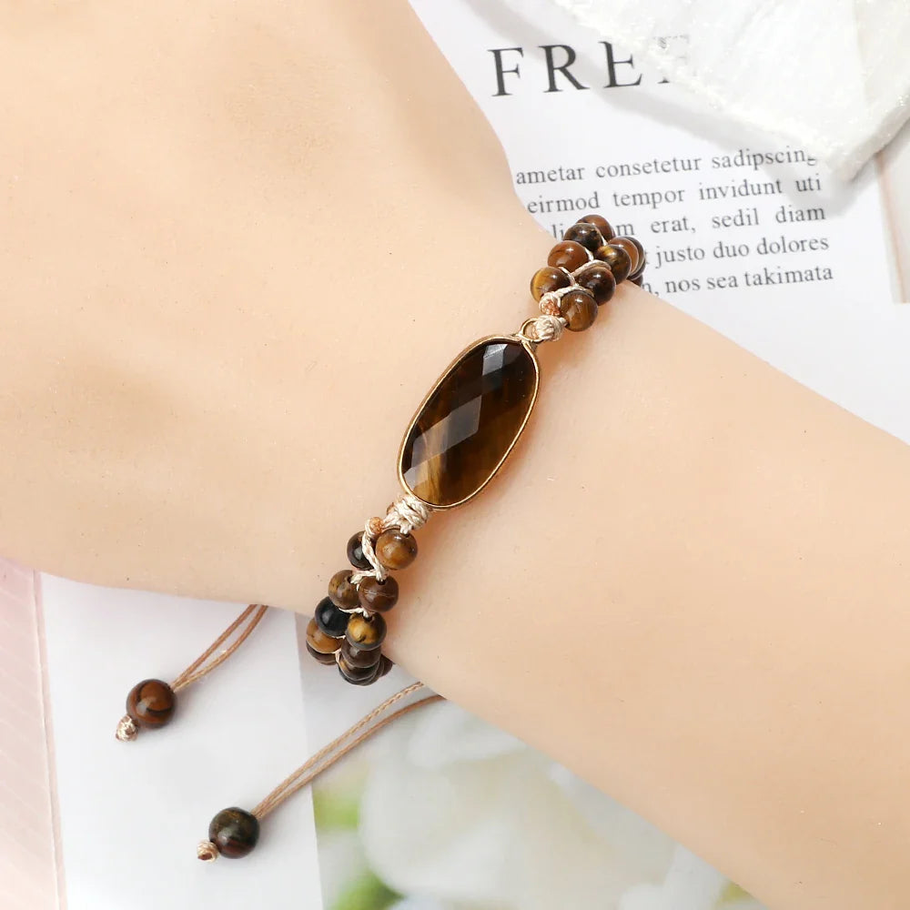 Pulsera Ojo de Tigre para Mujer Pulsera de Cuero