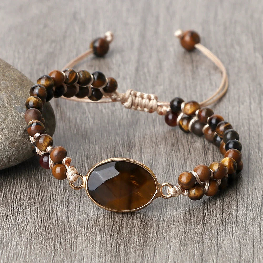 Pulsera Ojo de Tigre para Mujer Pulsera de Cuero estilo 1