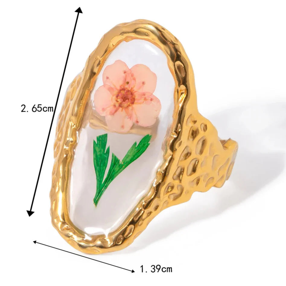 Gran Anillo Flor en Marco Transparente