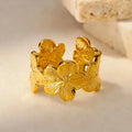 Anillo Grande Flor de 5 Pétalos Dorados