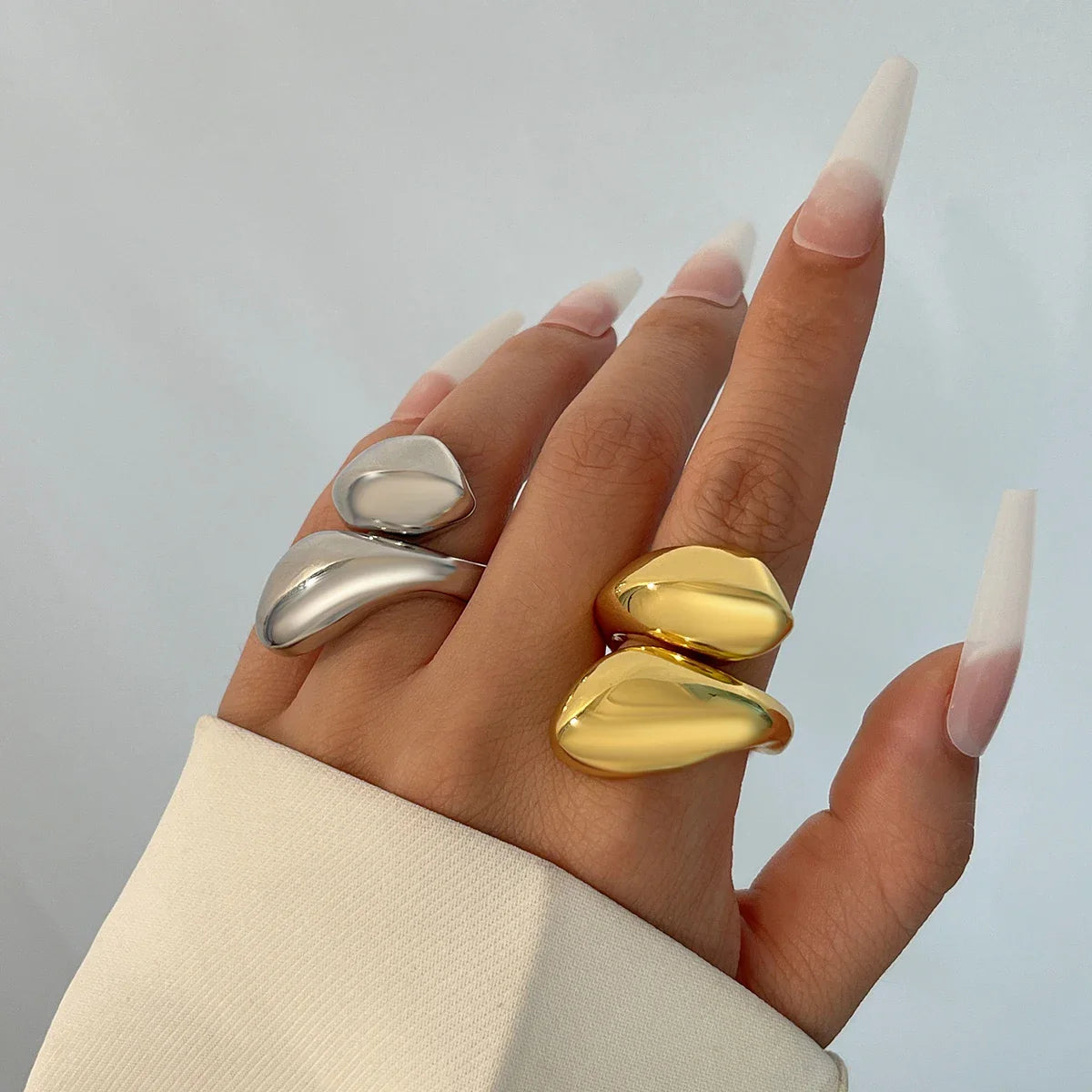 Anillo Grande con Gota de Agua plata