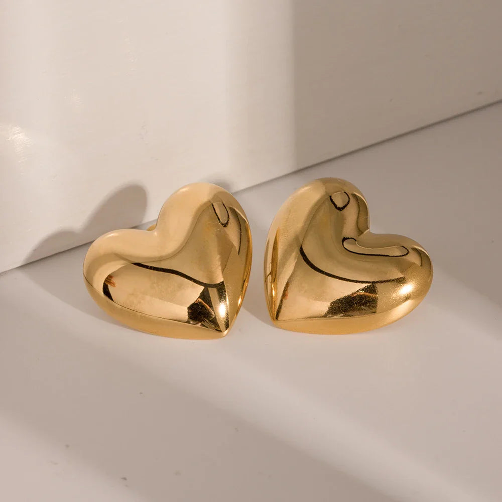 Pendientes Grandes de Corazón para Mujer en Oro