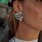 Pendientes Grandes de Corazón para Mujer en Plata