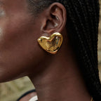 Pendientes Grandes de Corazón para Mujer en Oro