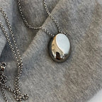Collar largo con colgante de gran gota de agua plata