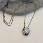 Collar largo con colgante de gran gota de agua plata