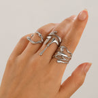 Anillo largo de gota de agua en plata