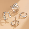 Anillo largo de gota de agua en plata
