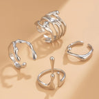 Anillo largo de gota de agua en plata