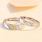 Juego de 2 Anillos para Parejas Anillo Luna y Sol Circonio