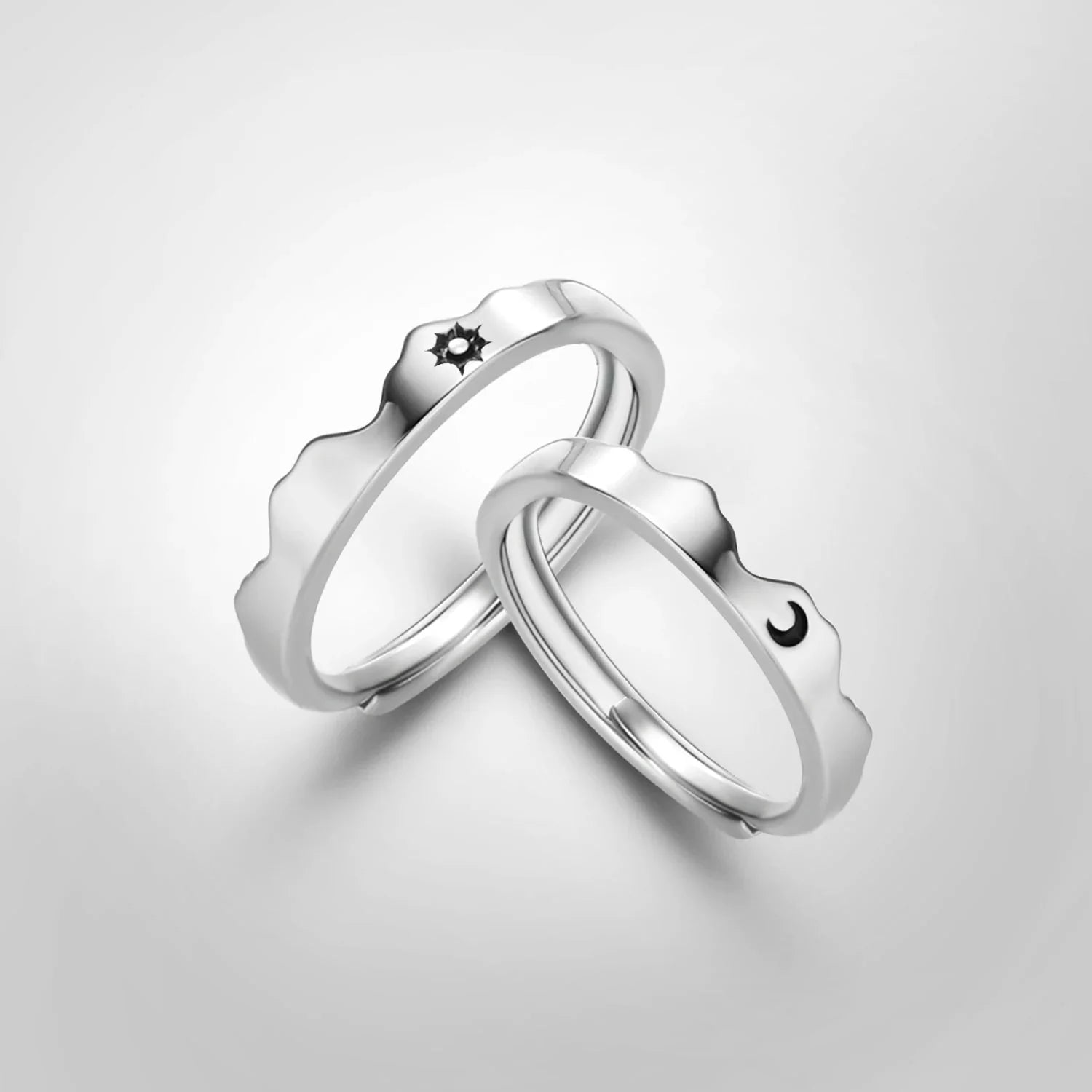 Juego de 2 Anillos para Parejas Anillo Sol y Luna Romántico