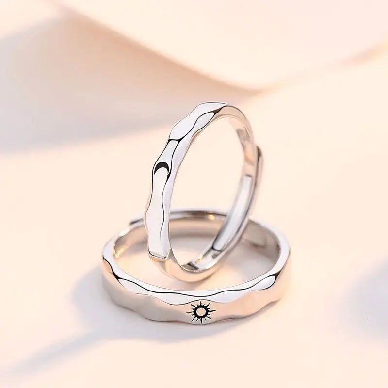 Juego de 2 Anillos para Parejas Anillo Sol y Luna Romántico