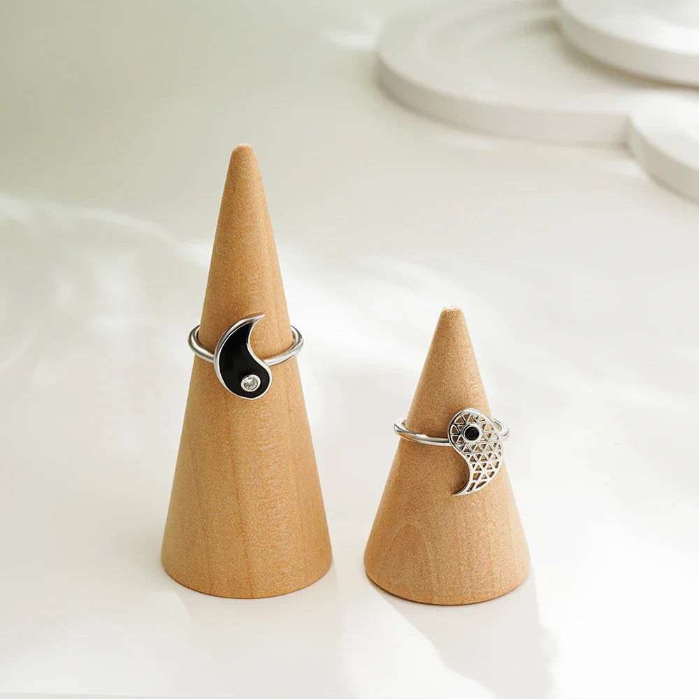 Lote de 2 Anillos Yin Yang con Circonio