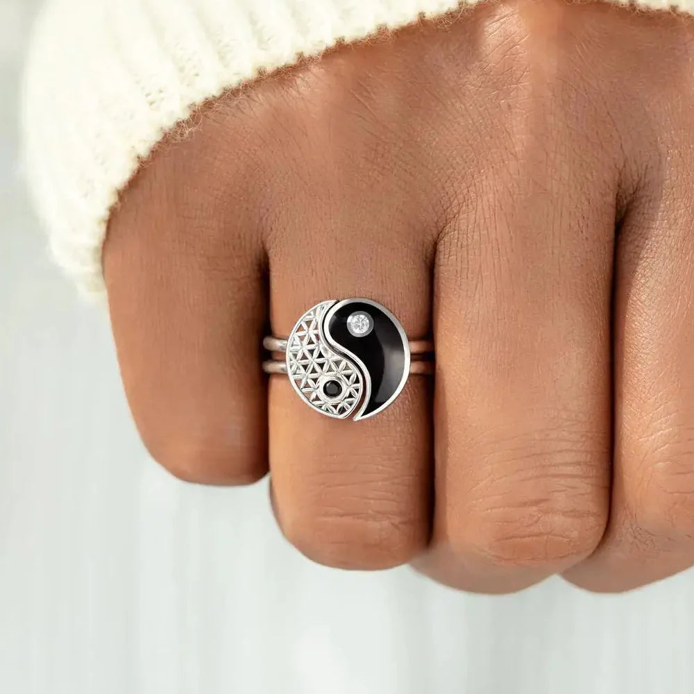 Lote de 2 Anillos Yin Yang con Circonio