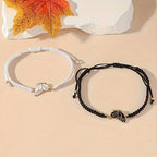 Set de 2 Pulseras Ala de Mariposa para Mejores Amigos negro y blanco