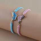 Set de 2 Pulseras Ala de Mariposa para Mejores Amigos azul y rosa