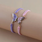 Set de 2 Pulseras Ala de Mariposa para Mejores Amigos violeta y rosa