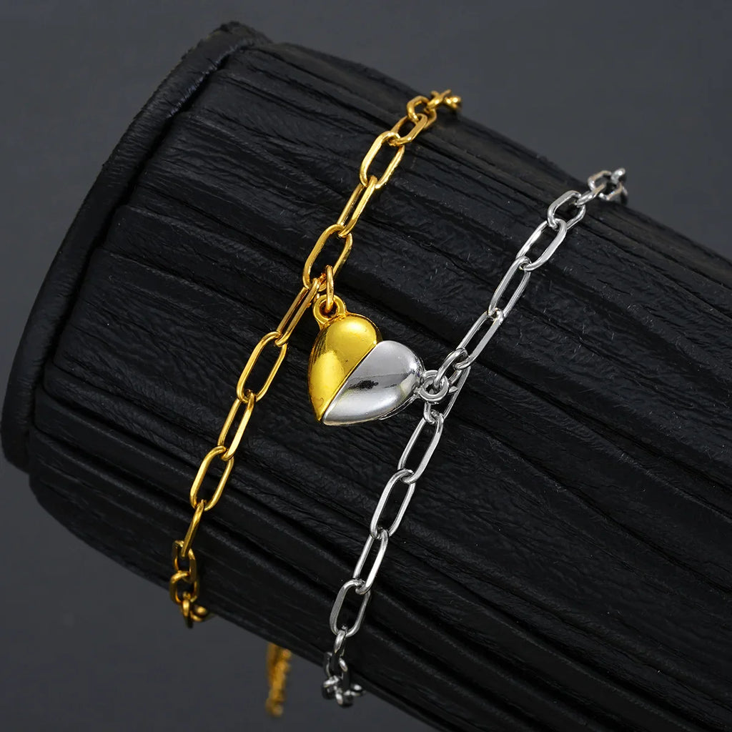 Juego de 2 Pulseras Medio Corazón para Pareja