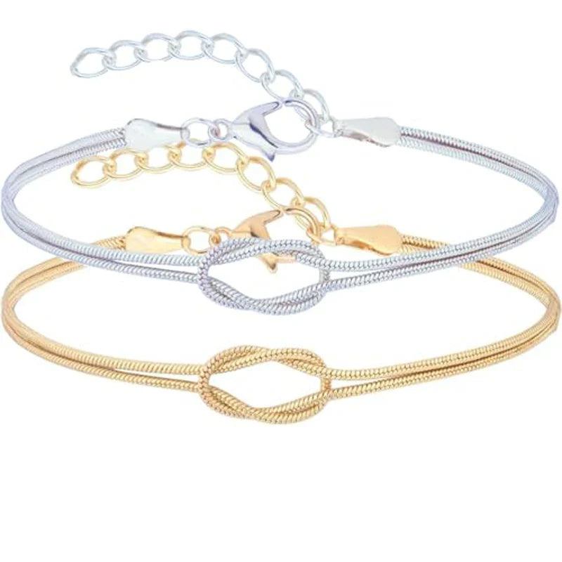 Juego de 2 Pulseras Nudos Románticos para Pareja de Amigos o Dúo