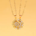 Juego de 2 Collares con Colgante de Luna o Sol en Circonita para Pareja oro