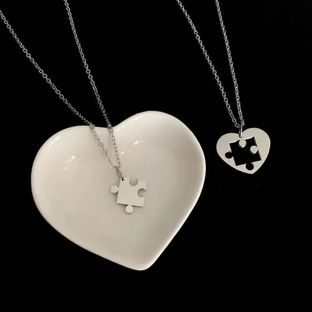Juego de 2 Collares con Colgante de Rompecabezas para Pareja