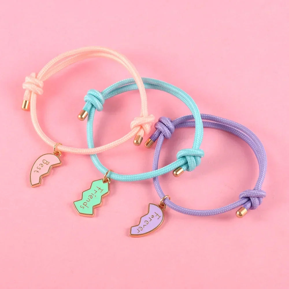 Lote de 3 Pulseras de Cuerda para Trío de Mejores Amigos oro