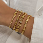 Lote de 4 Pulseras Estrellas oro