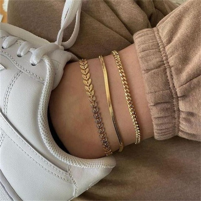 Lote Cuádruple de Tobilleras para Mujer Joyería