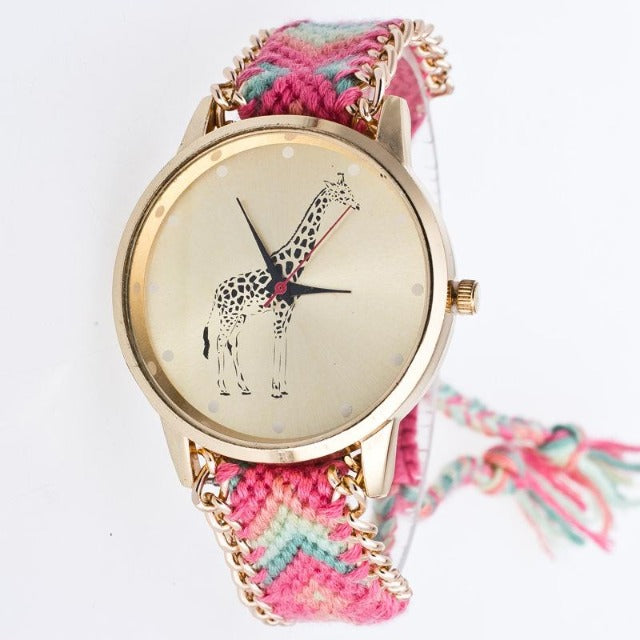 Reloj Jirafa rosa