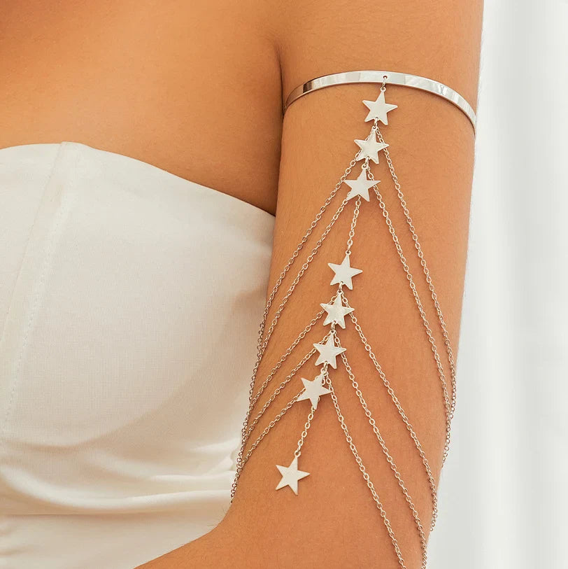 Adorno para la Parte Superior del Brazo - Joya de Bíceps y Pulsera de Brazo Cadena Mujer plata