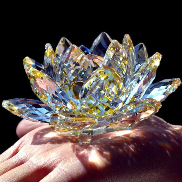 Adorno Fengshui en Cristal de Vidrio "Flor de cuarzo" - Sanación, Budismo, Meditación