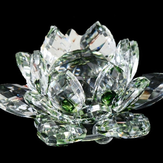 Adorno Fengshui en Cristal de Vidrio "Flor de cuarzo" - Sanación, Budismo, Meditación verde