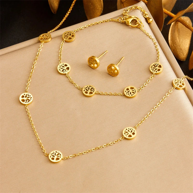 Conjunto Árbol de la Vida Collar, Pulsera y Pendientes