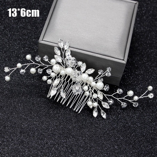 Peine para el cabello de boda plata