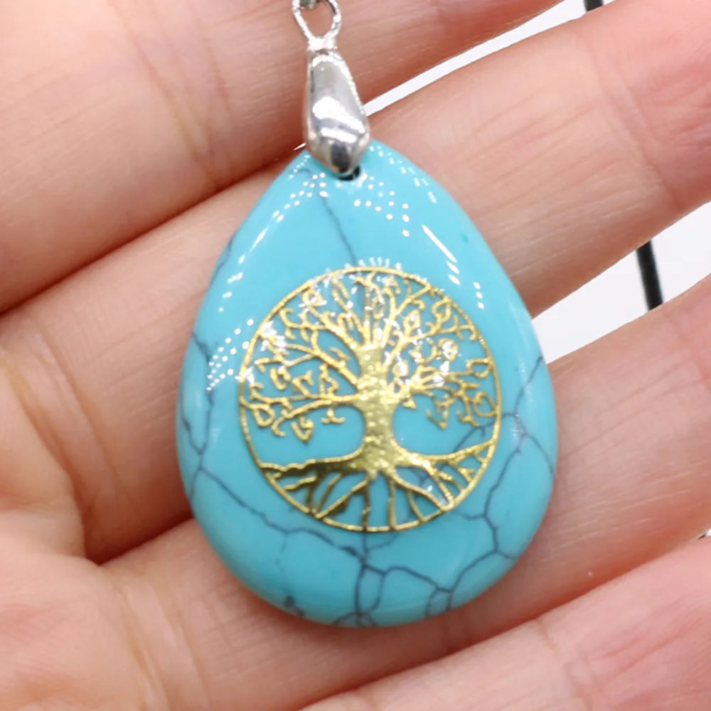 Colgante Bola Piedra Natural Árbol de la Vida