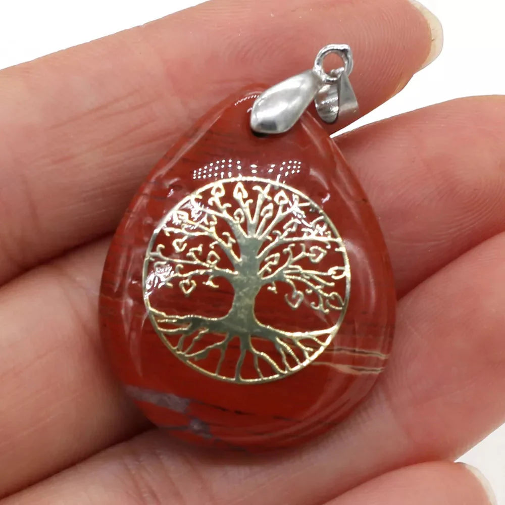 Colgante Bola Piedra Natural Árbol de la Vida