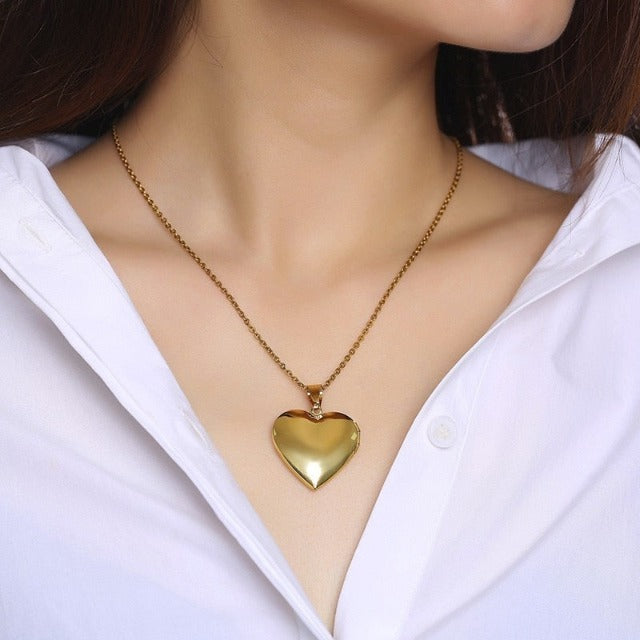 Colgante Corazón Abatible para Foto oro