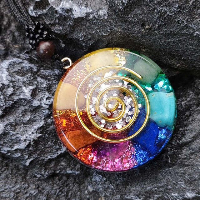 Colgante de Piedra Orgonita 7 chakras & Collar Hombre mujer