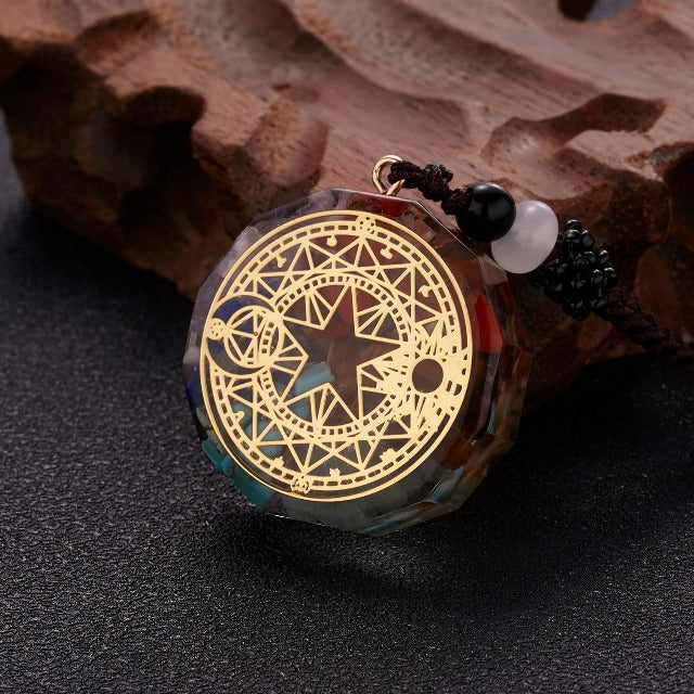 Colgante de Piedra Orgonita y Collar Hombre Mujer Protección y Meditación estrella