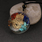 Colgante Piedra Orgonita & Collar Hombre mujer Protección Meditación mano de Fátima