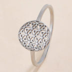 Anillo Pequeño Flor de la Vida Mujer plata
